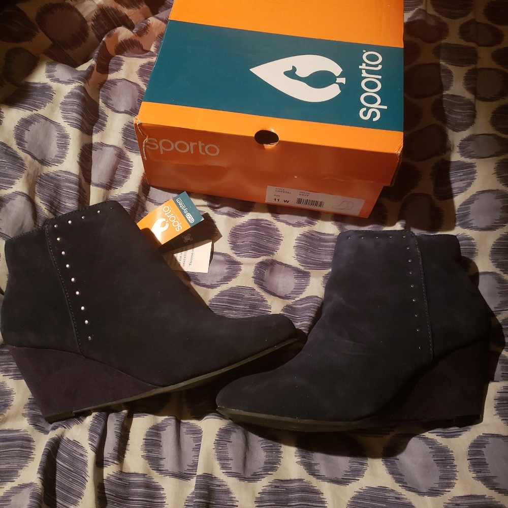 Sporto Waterproof Navy Suede Ankle Boots 11W